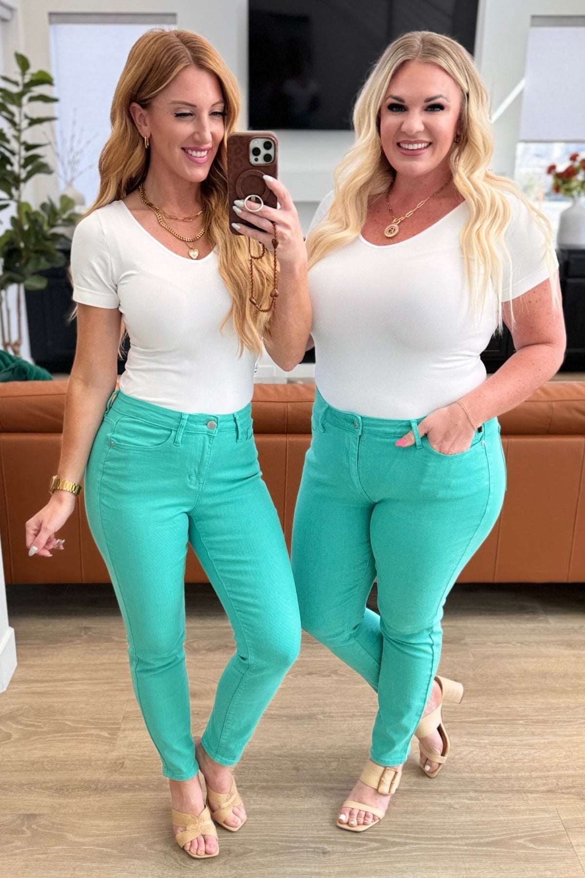 Bridgette High Rise Garment Dyed Slim Jeans in Aquamarine - Happily Ever Atchison Shop Co.