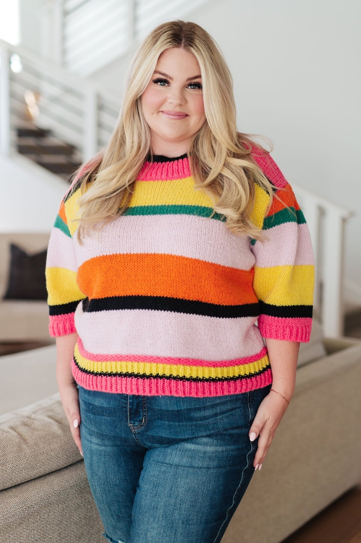 Bright Side Striped Sweater - Happily Ever Atchison Shop Co.