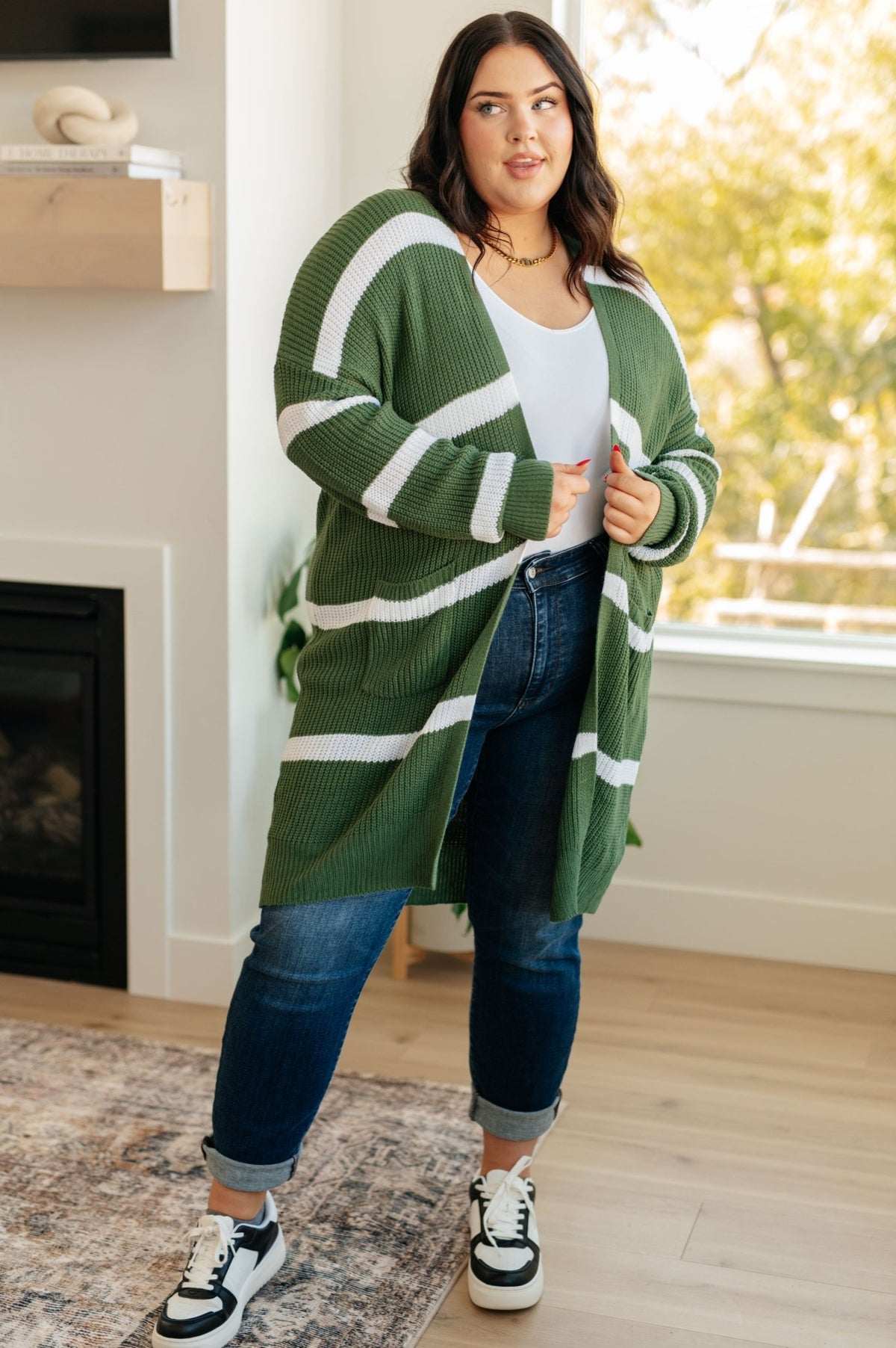 Brighter is Better Striped Cardigan in Green - Happily Ever Atchison Shop Co.