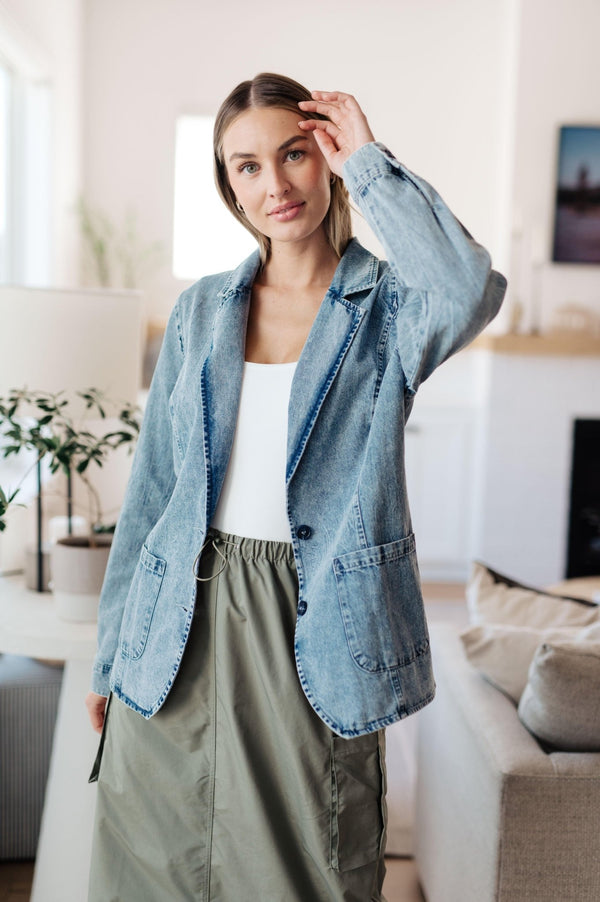 Business Brunch Denim Blazer - Happily Ever Atchison Shop Co.