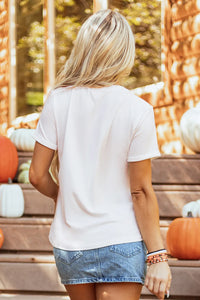 Pumpkin Round Neck Short Sleeve T-Shirt - 1985 the VAULT Boutique