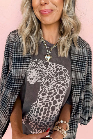 Cheetah Mineral Wash Round Neck Half Sleeve T-Shirt - 1985 the VAULT Boutique