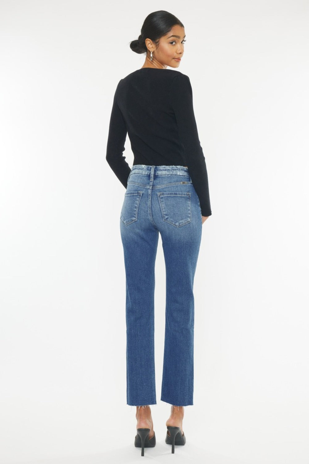 Kancan High Rise Wide Waistband Slim Straight Jeans - 1985 the VAULT Boutique