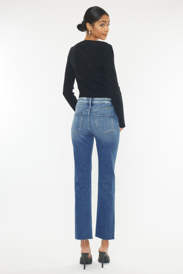 Kancan High Rise Wide Waistband Slim Straight Jeans - 1985 the VAULT Boutique