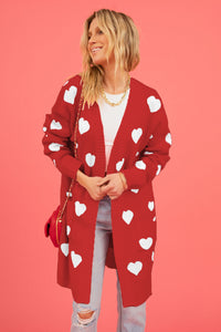 Heart Graphic Open Front Cardigan with Pockets - 1985 the VAULT Boutique