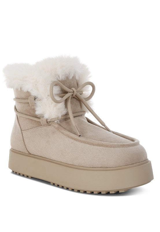 Bunting Faux Fur Collar Flatform Boots - 1985 the VAULT Boutique