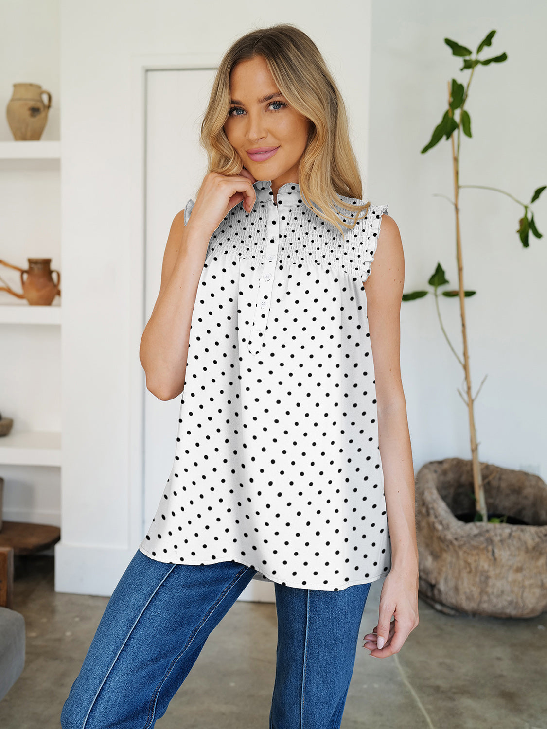 FAM-FAM Frill Printed Mock Neck Top - 1985 the VAULT Boutique