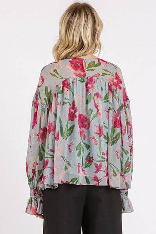 Mittoshop Floral Round Neck Flounce Sleeve Blouse - 1985 the VAULT Boutique