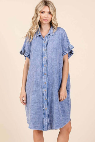 Mittoshop Mineral Wash Cotton Gauze Mini Shirt Dress - 1985 the VAULT Boutique