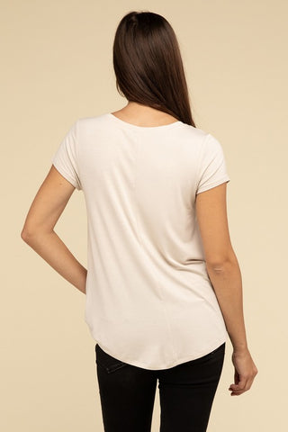 Basic Flowy Round Hem Rayon Short Sleeve Top - 1985 the VAULT Boutique