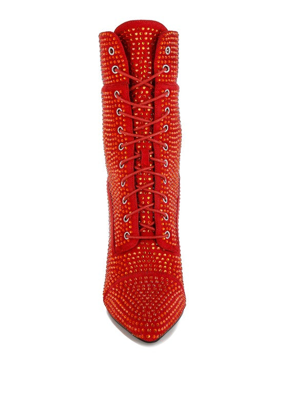 Bitetto Rhinestones Embellished Calf Boots - 1985 the VAULT Boutique