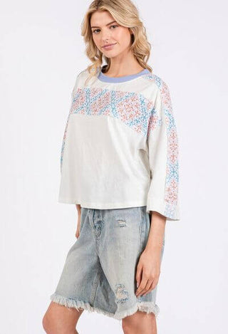 SAGE+FIG Patchwork Breeze Contrast Oversized T-Shirt - 1985 the VAULT Boutique