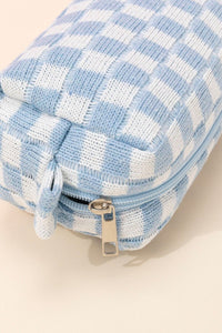 Zenana Checkered Pattern Knitted Cosmetic Pouch - 1985 the VAULT Boutique