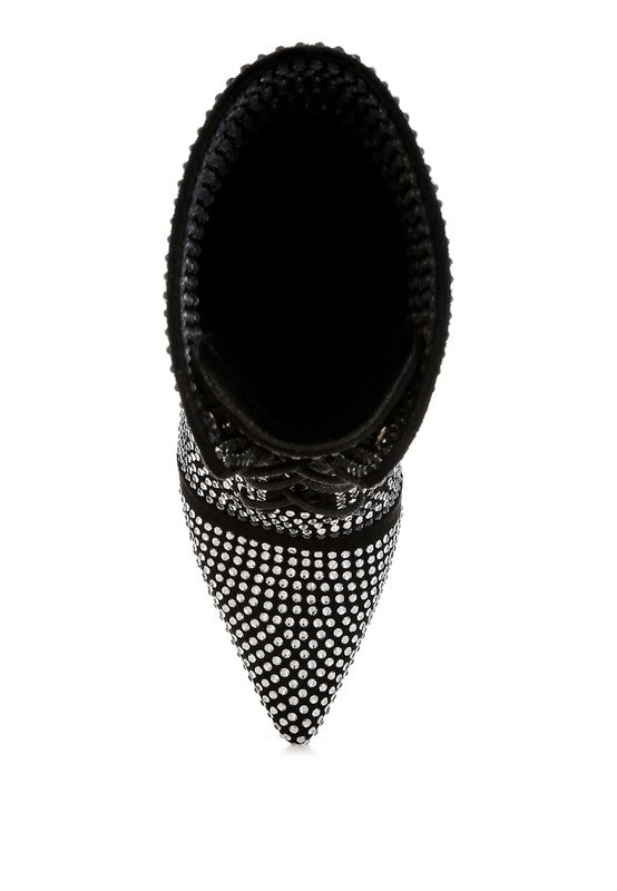 Bitetto Rhinestones Embellished Calf Boots - 1985 the VAULT Boutique