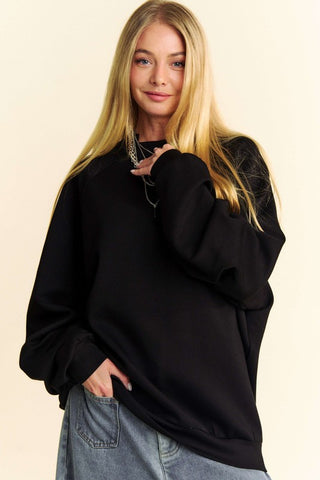 Davi & Dani Round Neck Raglan Sleeve Sweatshirt - 1985 the VAULT Boutique