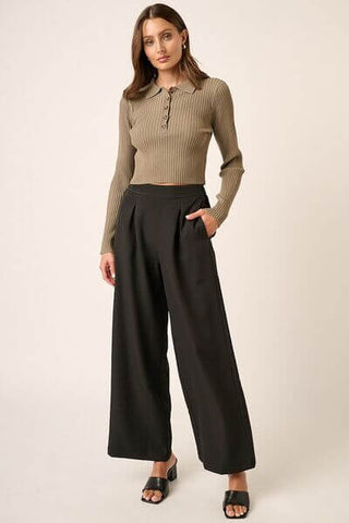 Mittoshop Inverted Pleat Detail Wide Leg Pants - 1985 the VAULT Boutique