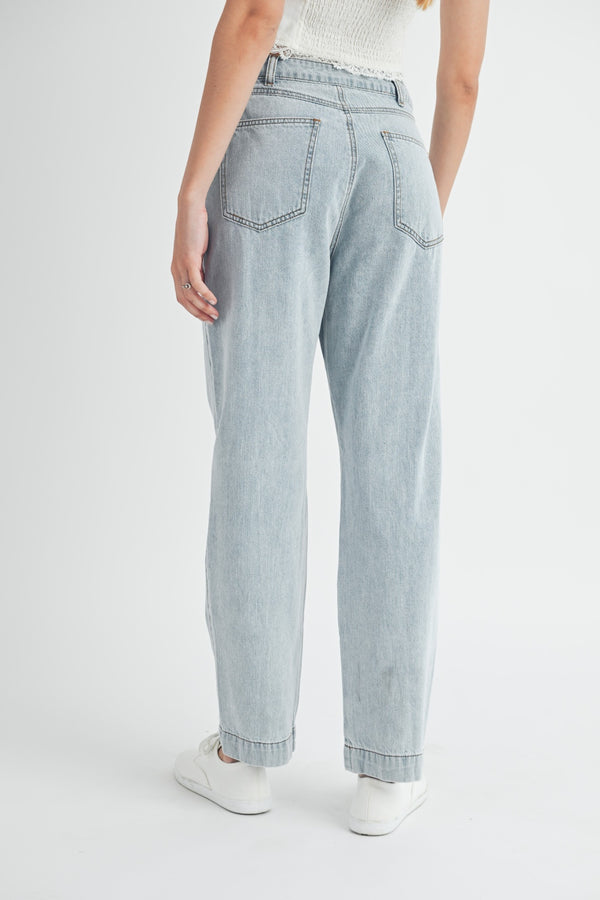 MABLE Pleated Front Detail Straight Jeans - 1985 the VAULT Boutique