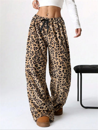 Leopard Wide Leg Plush Pants - 1985 the VAULT Boutique