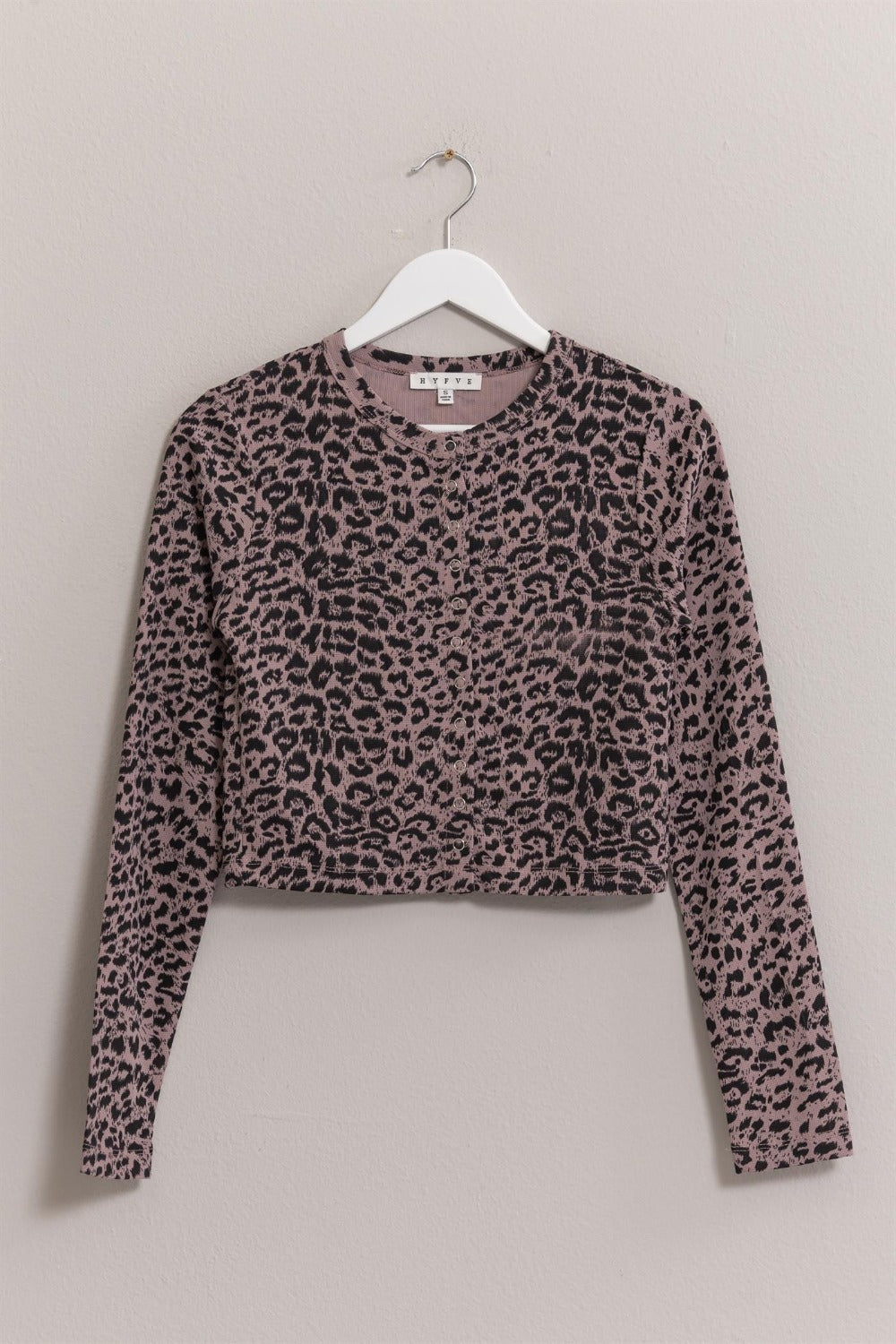 HYFVE Animal Print Snap Down Crop Cardigan - 1985 the VAULT Boutique