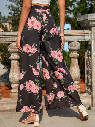 Printed Elastic Waist Wide Leg Pants - 1985 the VAULT Boutique