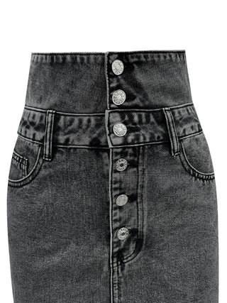 Raw Hem High Waist Denim Skirt - 1985 the VAULT Boutique