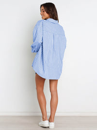 Striped Dropped Shoulder Shirt and Shorts Set - 1985 the VAULT Boutique