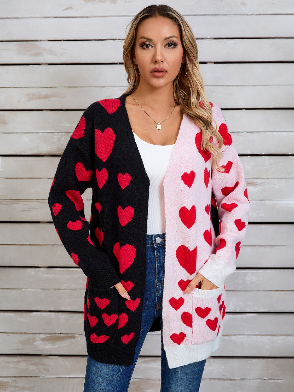 Angel Wings Heart Open Front Long Sleeve Cardigan - 1985 the VAULT Boutique