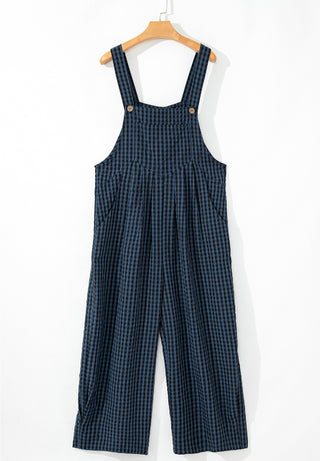 Plaid Wide Strap Wide Leg Overalls - 1985 the VAULT Boutique