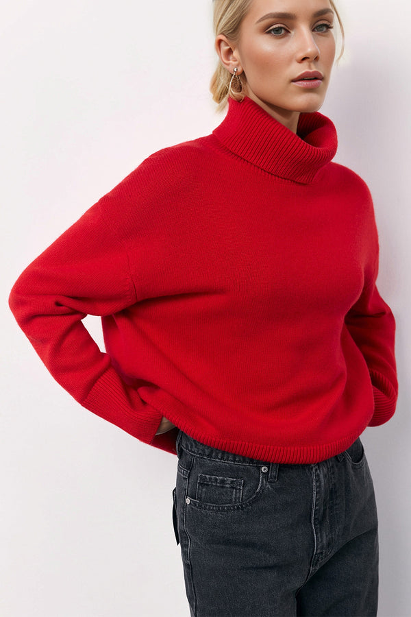 Basic Bae Turtleneck Long Sleeve Dropped Shoulder Sweater - 1985 the VAULT Boutique