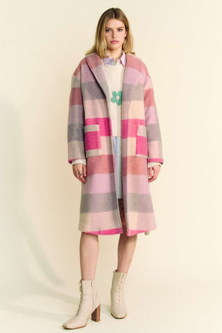 Davi & Dani Tied Color Block Collared Neck Coat - 1985 the VAULT Boutique