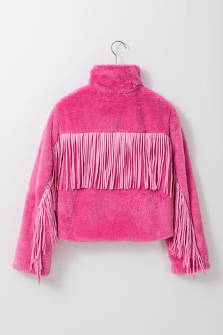 Fringed Zip Up Fleece Jacket - 1985 the VAULT Boutique