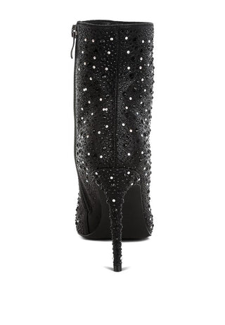 Lobelia Rhinestones Embellished Stiletto Boots - 1985 the VAULT Boutique