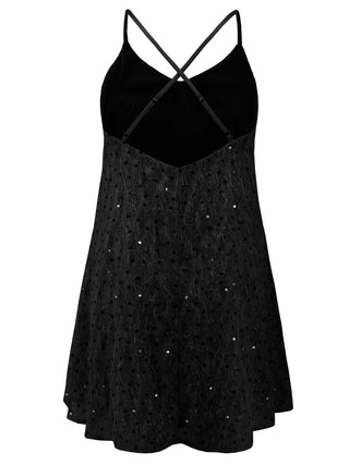 Sequin V-Neck Mini Cami Dress - 1985 the VAULT Boutique