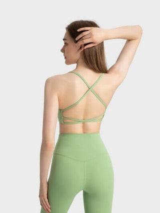 Millennia Crisscross Back Scoop Neck Active Cami with Detachable Chest Pads - 1985 the VAULT Boutique