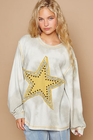 POL Washed Star Patch With Studded Top - 1985 the VAULT Boutique