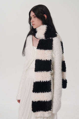 Fuzzy Contrast Striped Scarf - 1985 the VAULT Boutique