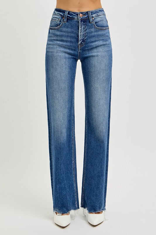 RISEN Tummy Control High Rise Raw Cut Jeans - 1985 the VAULT Boutique