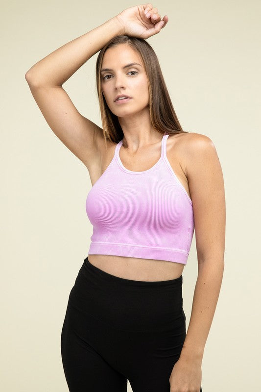 Basic Washed Ribbed Seamless Cropped Cami Top - 1985 the VAULT Boutique