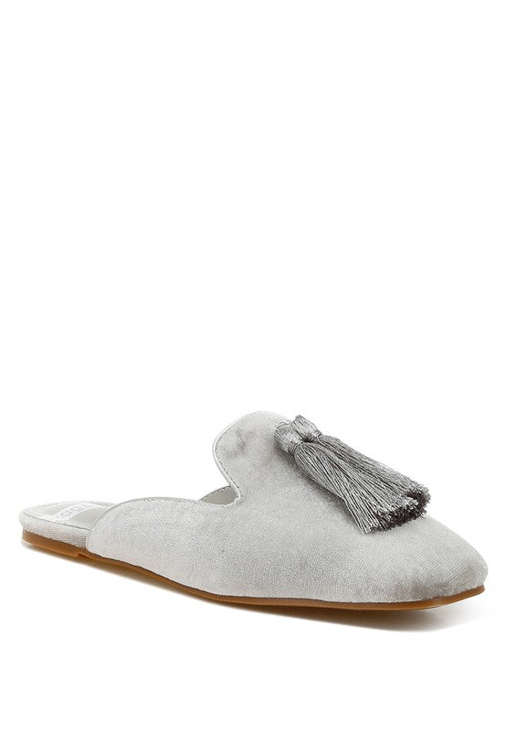 Cardinal Tassel Detail Velvet Mules - 1985 the VAULT Boutique