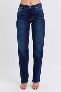 Judy Blue Full Size Raw Hem Straight Leg Jeans - 1985 the VAULT Boutique