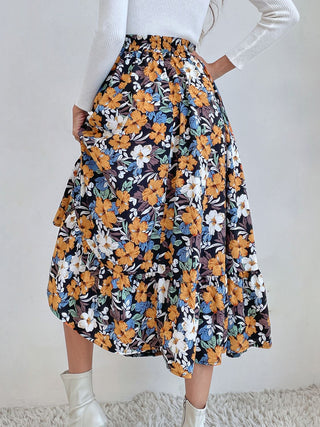 Printed Elastic Waist Midi Skirt - 1985 the VAULT Boutique