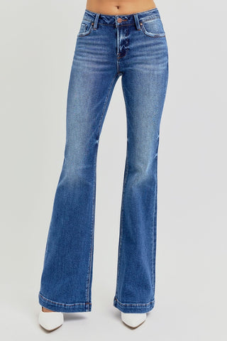 RISEN Full Size Low Rise Flare Jeans with Pockets - 1985 the VAULT Boutique