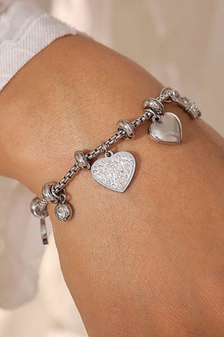 Titanium Steel Inland Zircon Heart Charm Bracelet - 1985 the VAULT Boutique