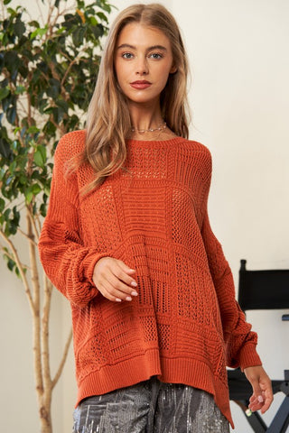 Davi & Dani Openwork Side Slit Drop Shoulder Knit Cover Up - 1985 the VAULT Boutique