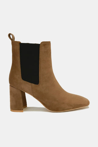 Beast Fashion Faux Suede Block Heel Chelsea Boots with Elastic Side Panel - 1985 the VAULT Boutique