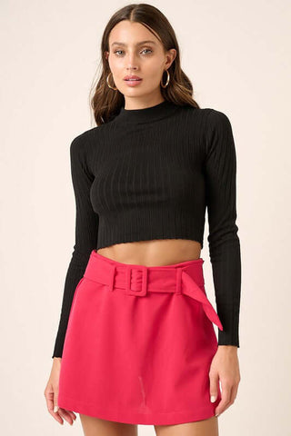 Mittoshop Mock Neck Long Sleeve Crop Knit Top - 1985 the VAULT Boutique