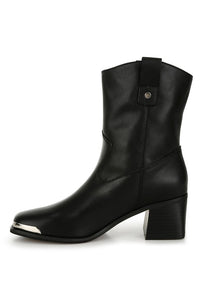 Iliad Genuine Leather Metallic Accent Ankle Boots - 1985 the VAULT Boutique