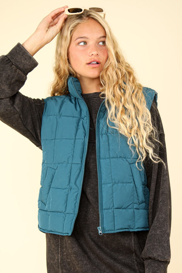 VERY J Zip Up Puffer Padded Warm Vest - 1985 the VAULT Boutique