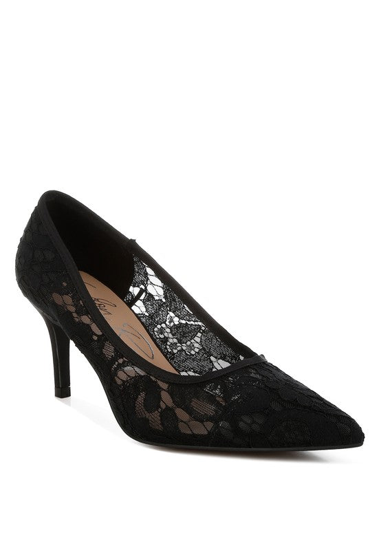 Masega Stiletto Heel Lace Pumps - 1985 the VAULT Boutique