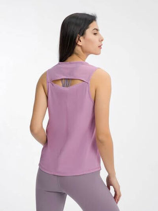 Millennia Cutout Back Round Neck Active Tank - 1985 the VAULT Boutique